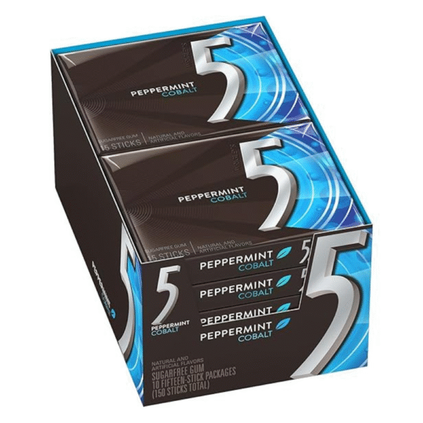 5 Cobalt Sugar Free Gum, Peppermint, 10 Count