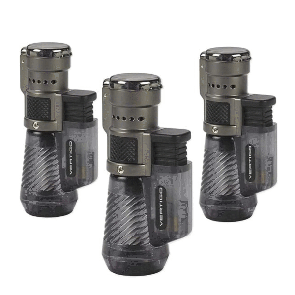 Vertigo by Lotus Cyclone Triple Torch Cigar Lighter Charcoal 3 Pack